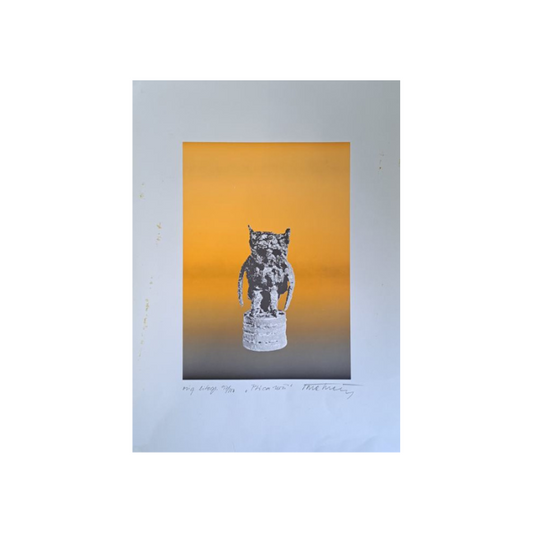 Slika Tone Svetina, grafika, Ptica noči, 34cm x 49cm