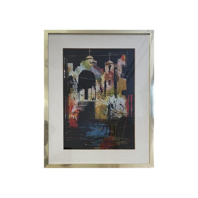 Slika nezani avtor, tempera, Cerkev, 49cm x 62cm