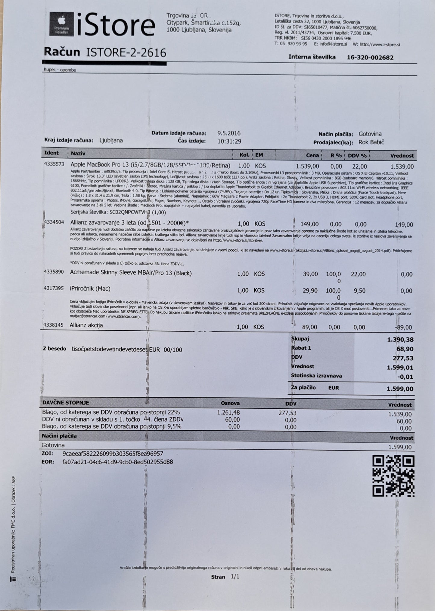 Prenosni računalnik Apple MacBook Pro (Early 2015)