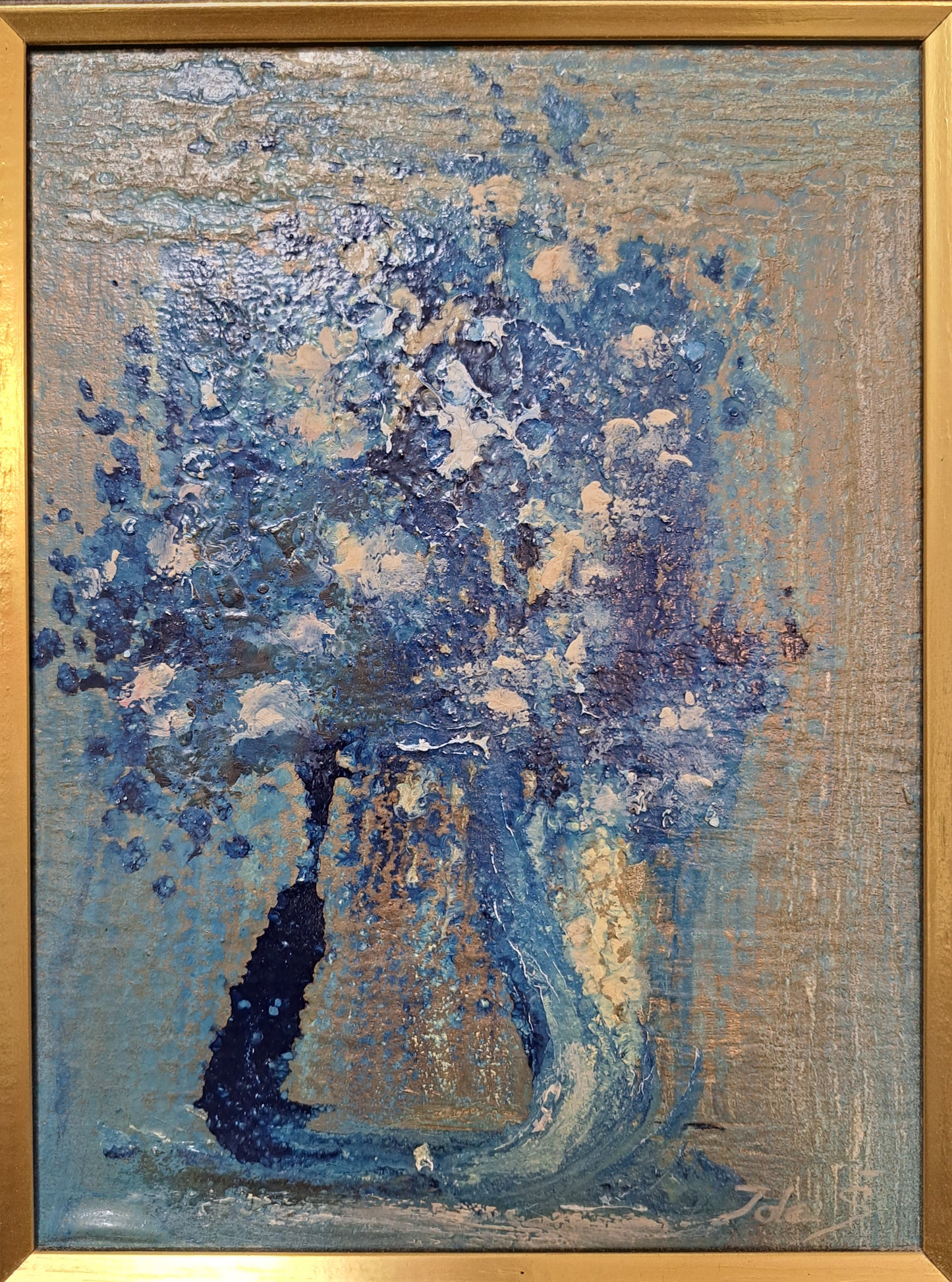 N/A; olje na les; "Abstraktni šopek"; 30 cm x 35 cm