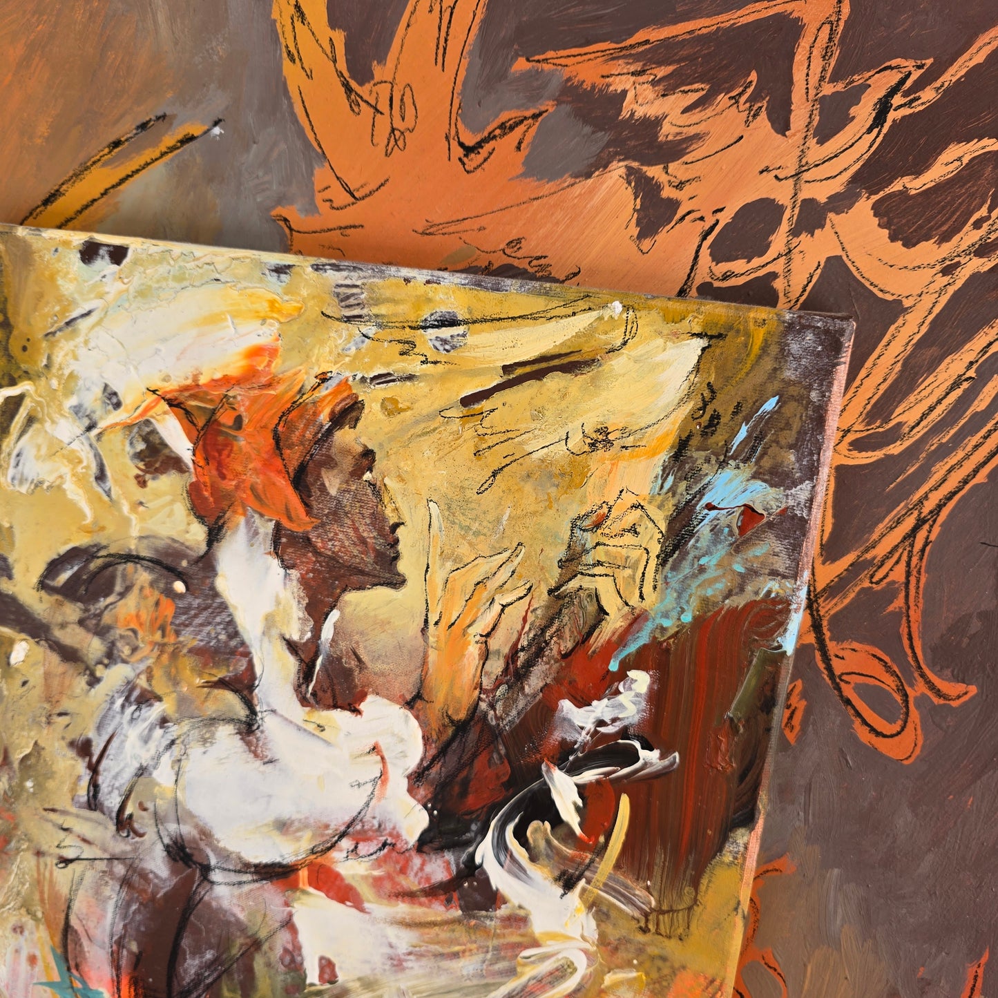 N/A; Akril; abstraktna figura; 62 cm x 83 cm