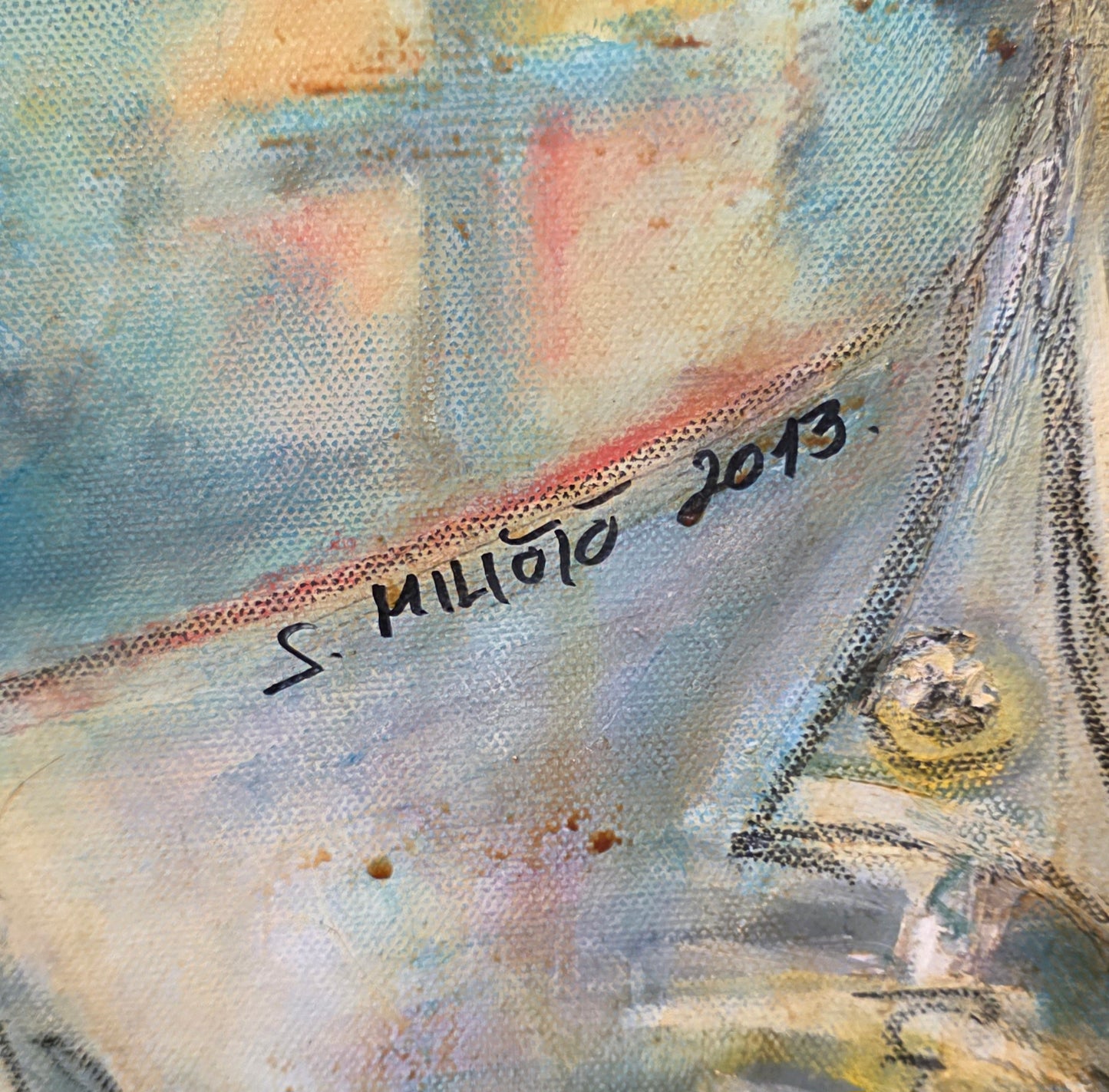 Stipe Miličić; Akvarel; ribič; 36 cm x 70 cm