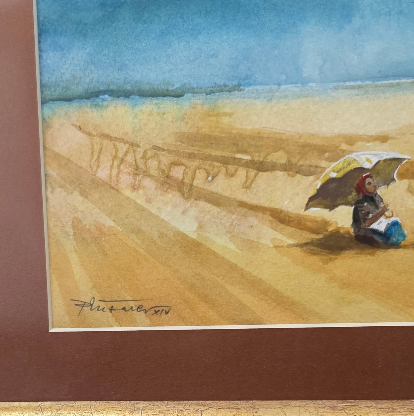 N/A; Akvarel; "Žetev"; 59 cm x 26 cm