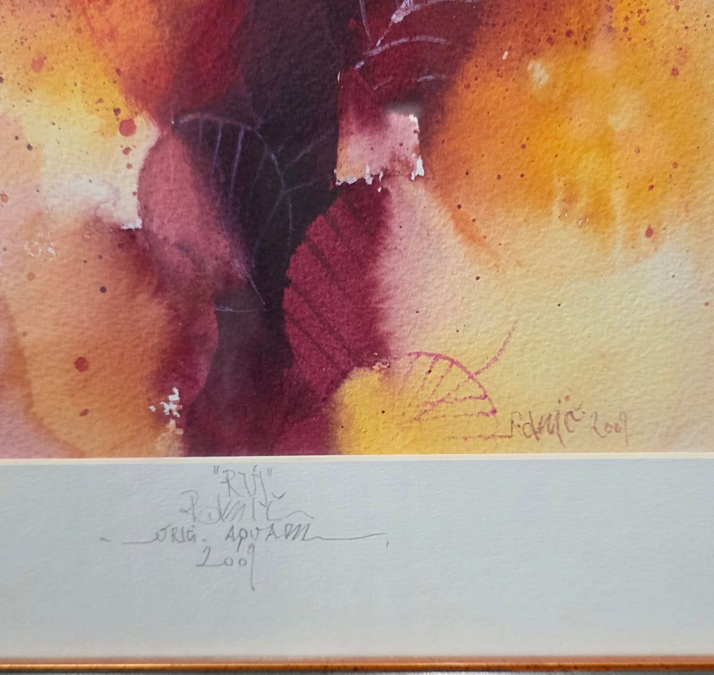 N/A; Akvarel; "RUJ"; 35 cm x 60 cm