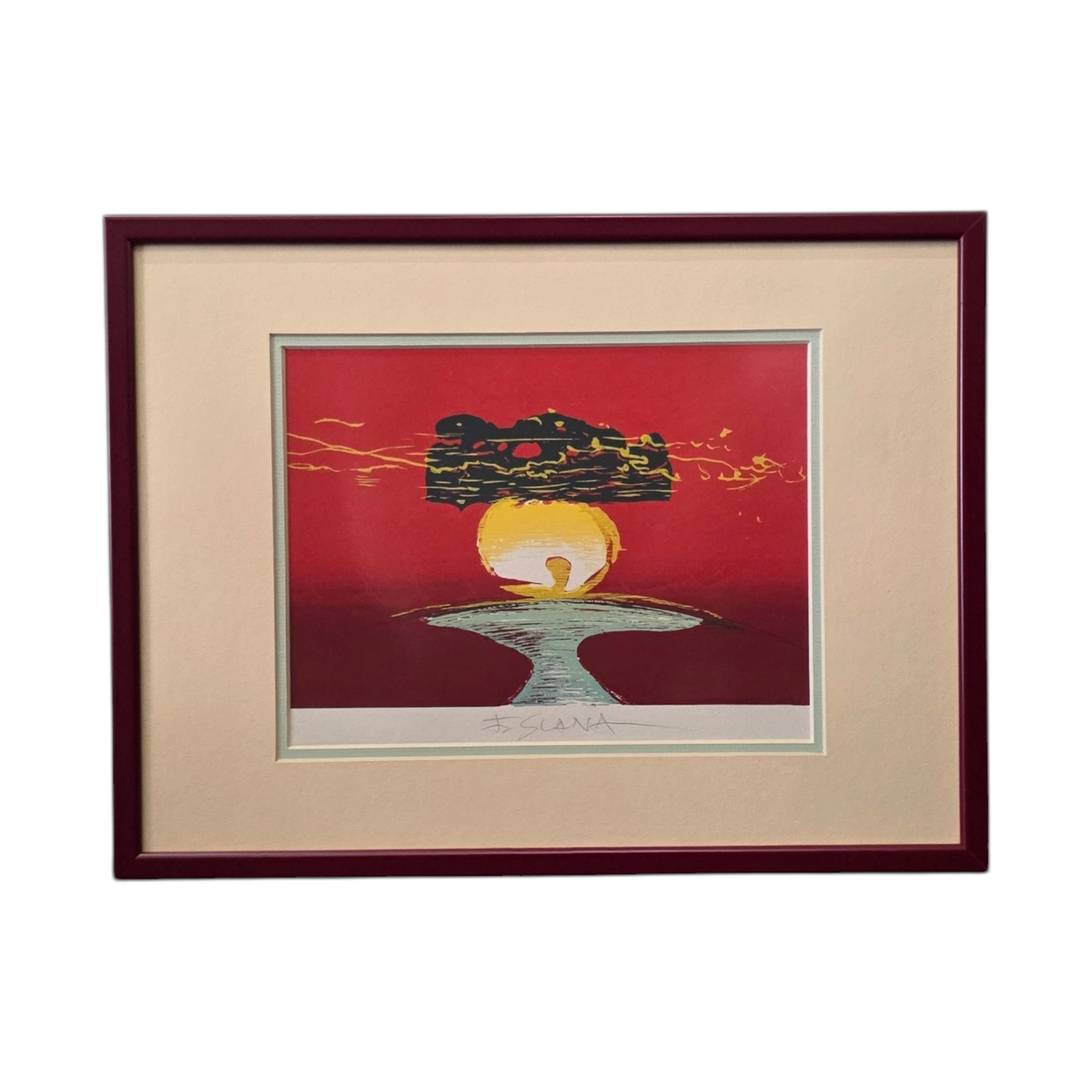 France Slana; Grafika; "Sončni zahod"; 39 cm x 30 cm