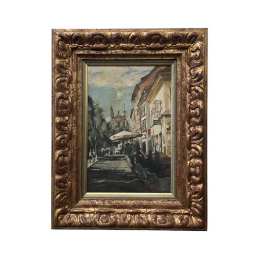 Brigita Požegar Mulej; Akril; "Cankarjevo nabrežje"; 35 cm x 45 cm