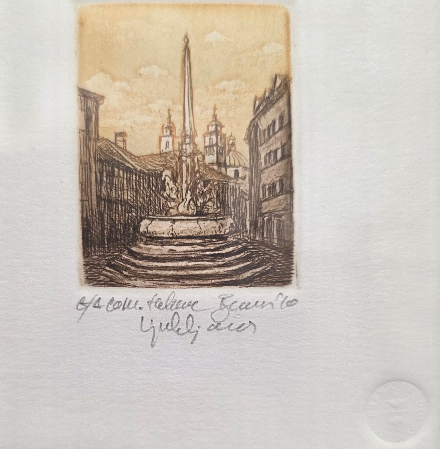 Marko Krvina; grafika; Ljubljana XIII; 10 cm x 12 cm