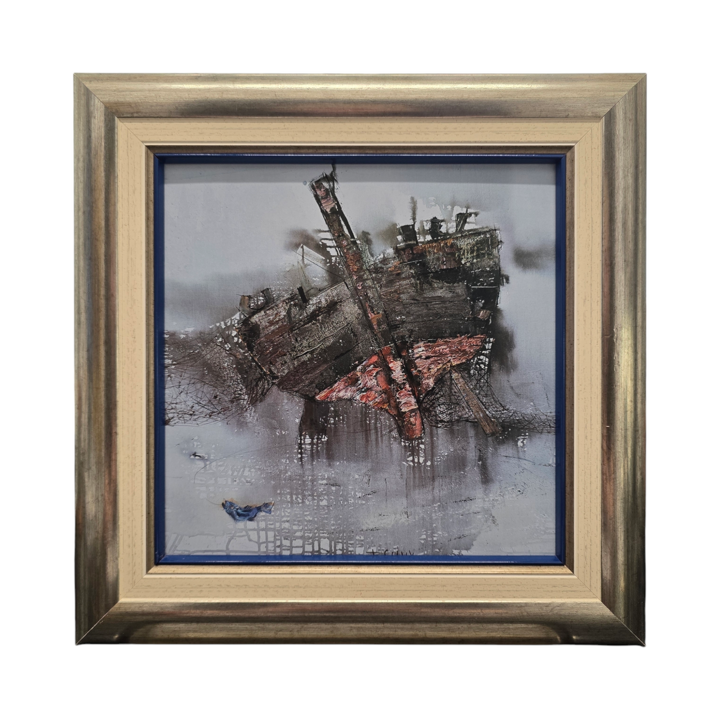France Slana; Print; "Ribiški čoln"; 32 cm x 32 cm