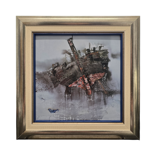 France Slana; Print; "Ribiški čoln"; 32 cm x 32 cm