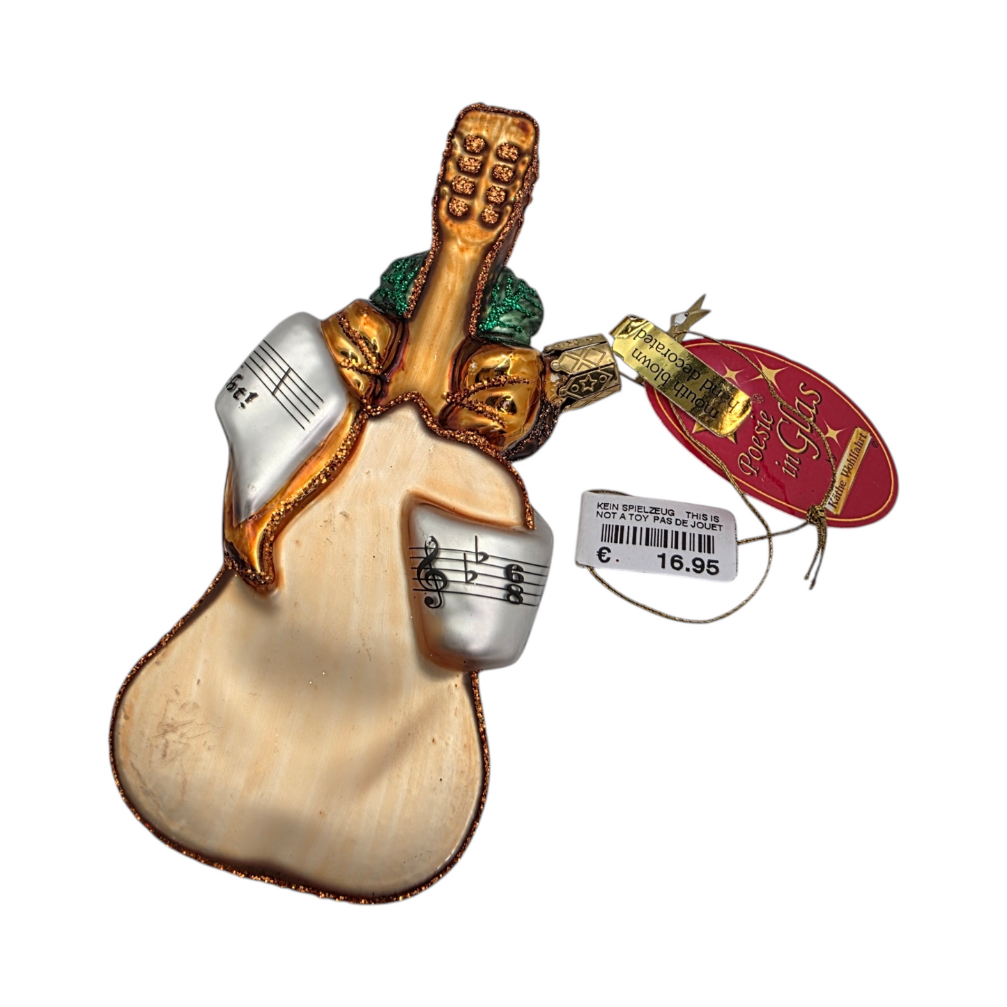 Stekleni božični okrasek kitara