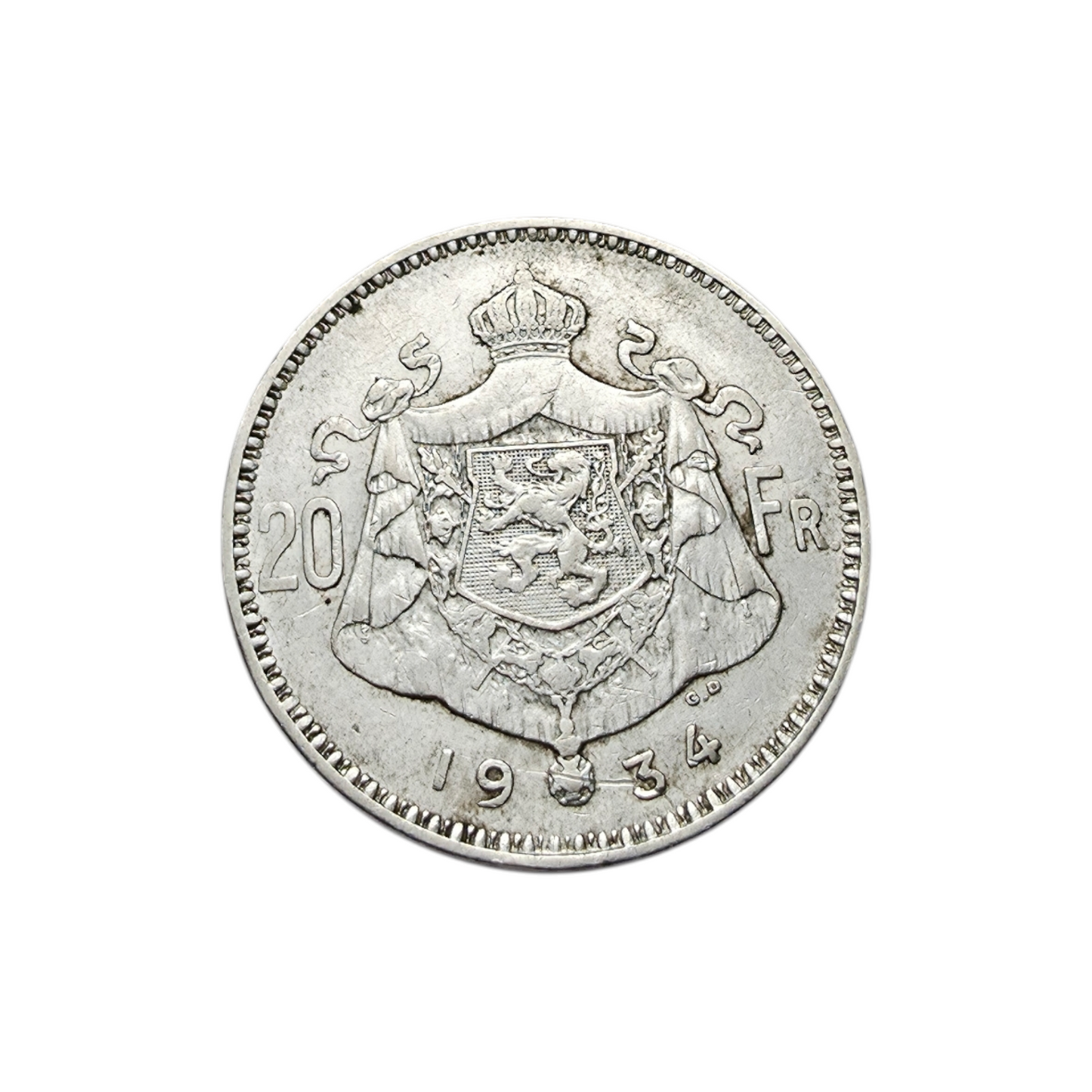 Srebrnik "20 FRANCS ALBERT" Ag 680/1000; masa=10.88g