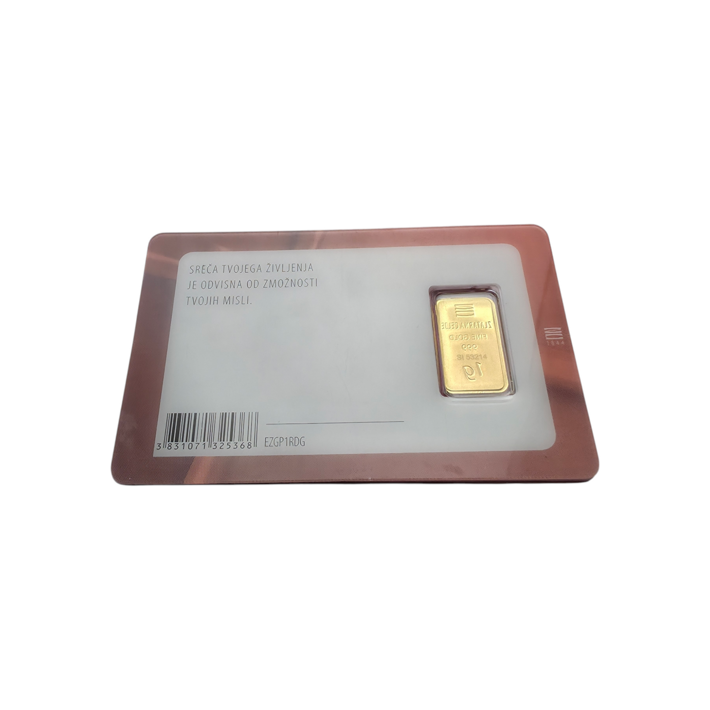 Naložbeno zlato "Darilni gram" 24K 999.9/1000; masa=1.00g