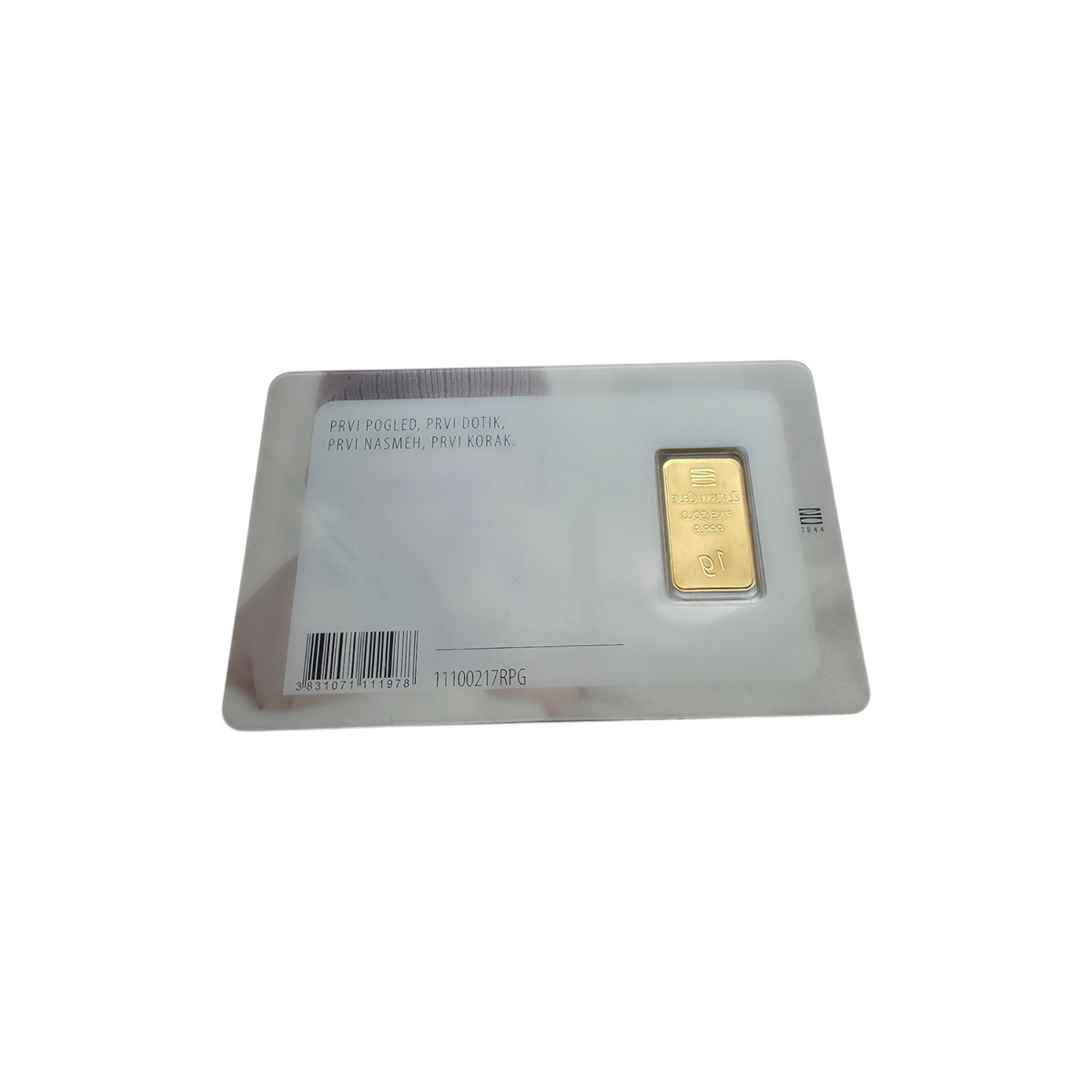 Naložbeno zlato "Moj prvi gram" 24K 999.9/1000; masa=1.00g