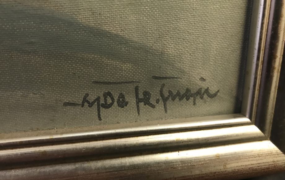 Ajdo Fr. Šubic Olje na lesonitu Koča 76.50cm x 56.50cm