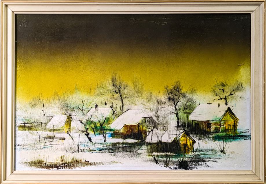 ACO DREMELJ Olje na lesonitu Vas 68cm x 47cm