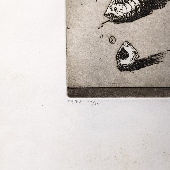 BORIS BENČIČ 1972 Grafika Školjke 24/50 36cm x 29cm