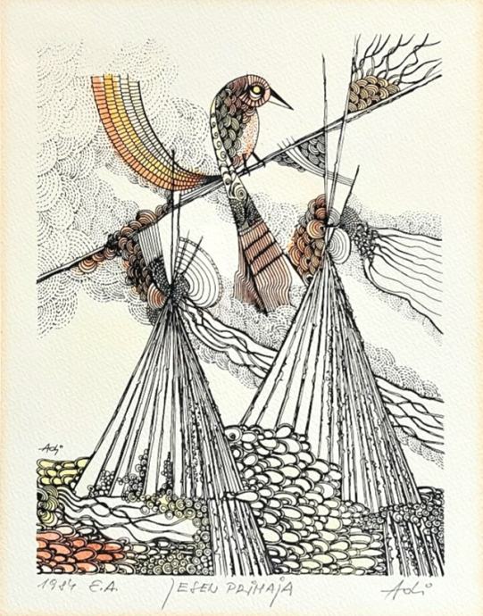 ADI ARZENŠEK grafika "Jesen prihaja" 34cm X 40 cm