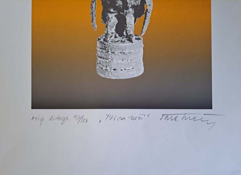 Slika Tone Svetina, grafika, Ptica noči, 34cm x 49cm