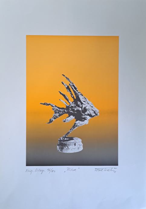 Slika Tone Svetina, grafika, Riba, 34cm x 49cm