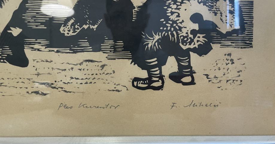 F. MIHELIČ, grafika, ples kurentov, 58cm x 46cm