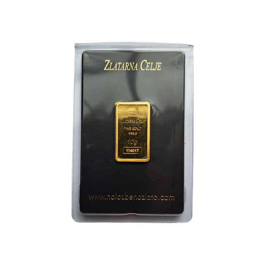 Naložbeno zlato Zlatarna Celje 24K 999.9/1000; masa=10g