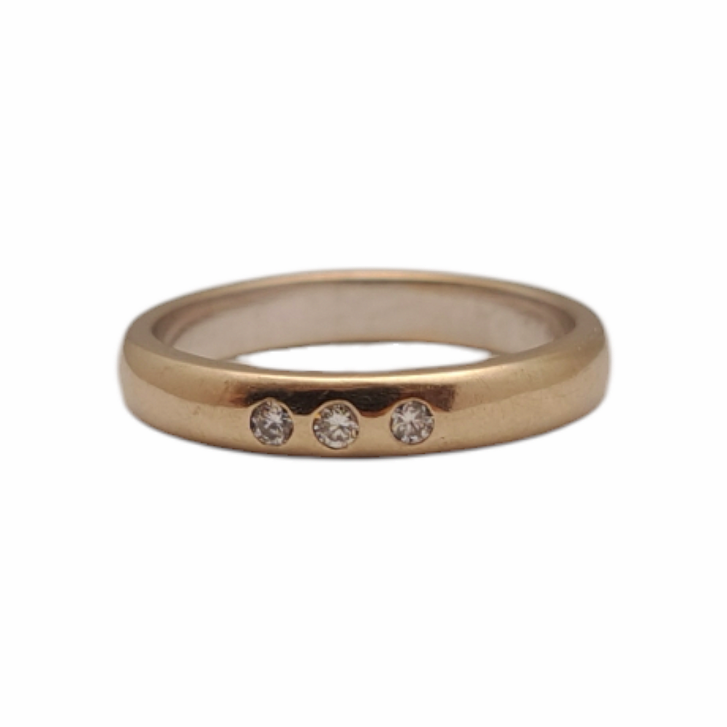 Poročni set diamantnih prstanov "CROWN" + "TRIO" 14K 585/1000+DIA; masa=5.32g