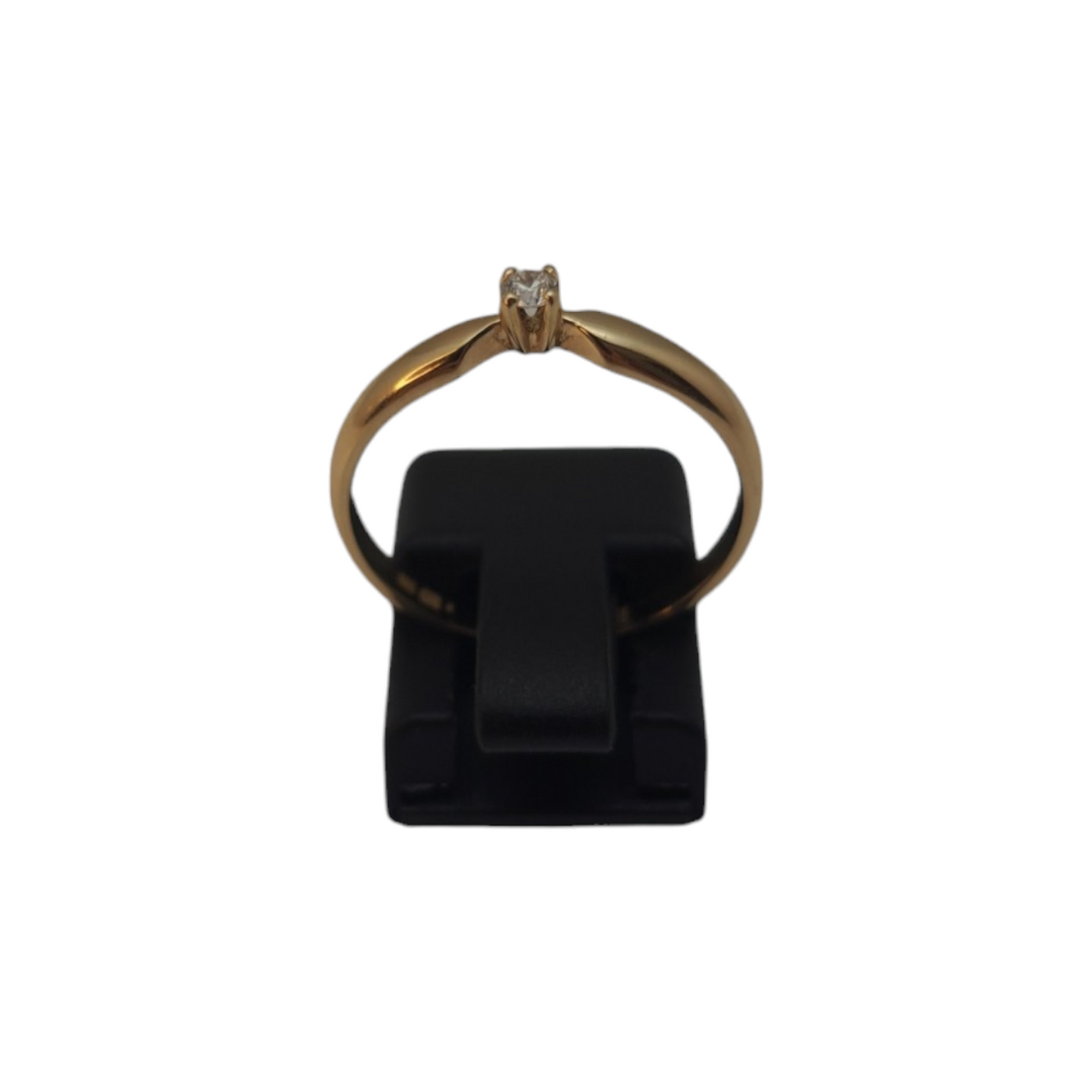 Zlati prstan "SOLO" 14K 585/1000+DIA; masa=2.01g