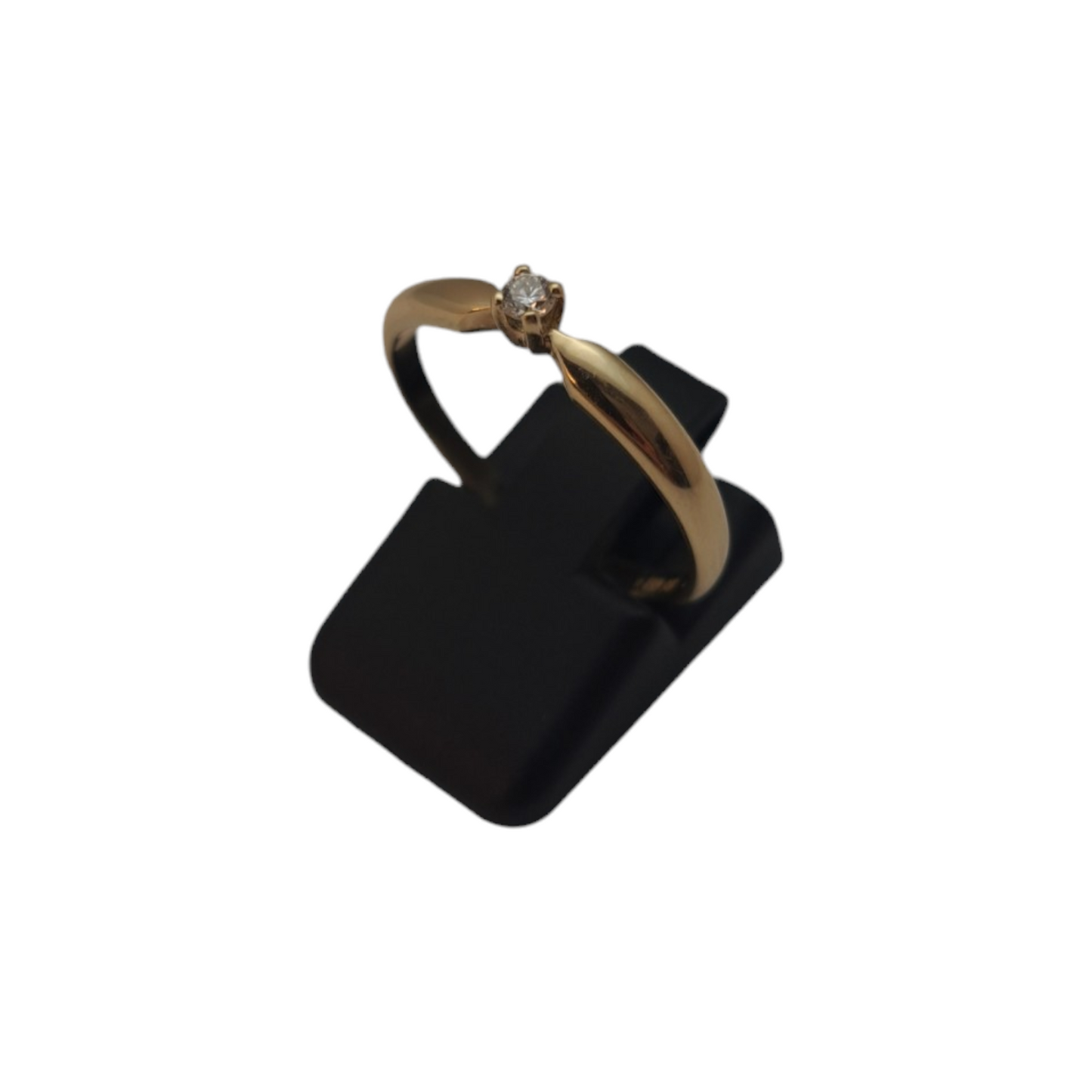 Zlati prstan "SOLO" 14K 585/1000+DIA; masa=2.01g