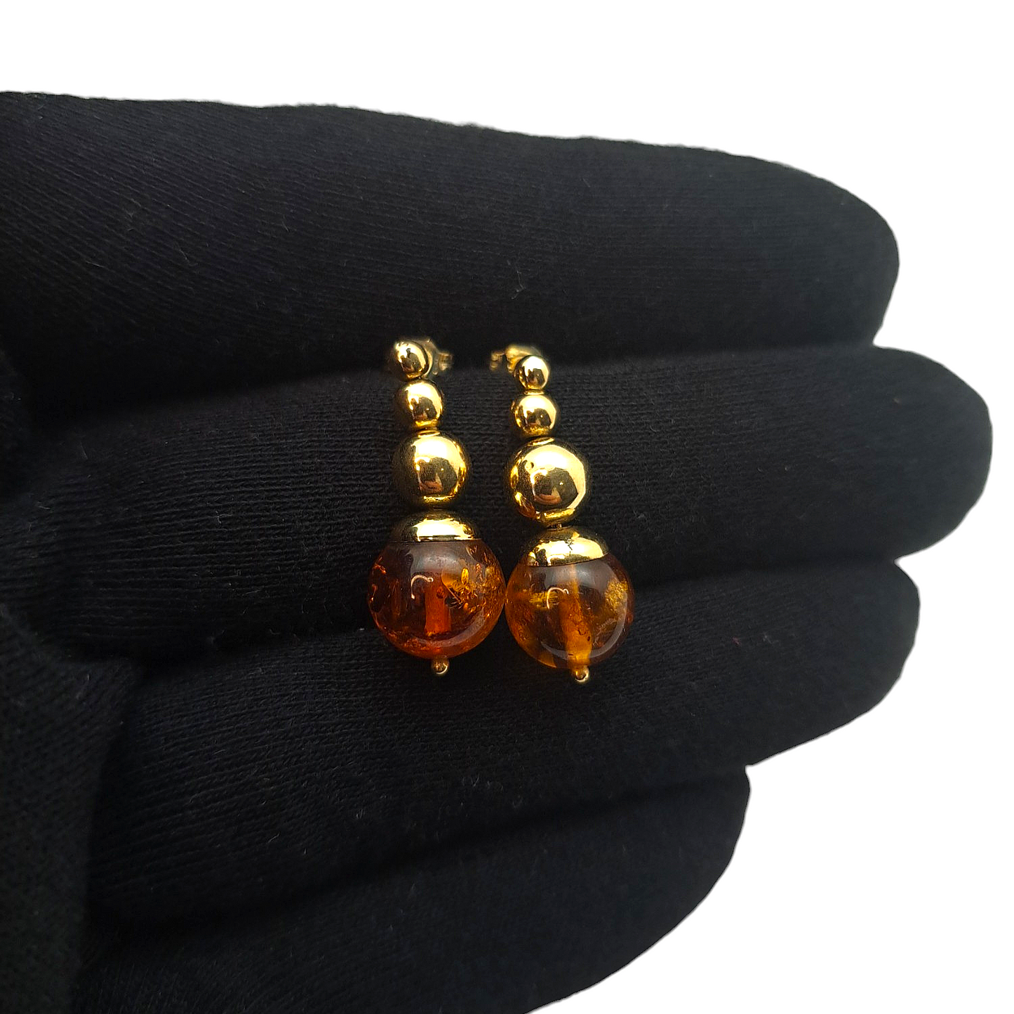 Zlati uhani ''AMBER'' 14K 585/1000; masa=3.60g