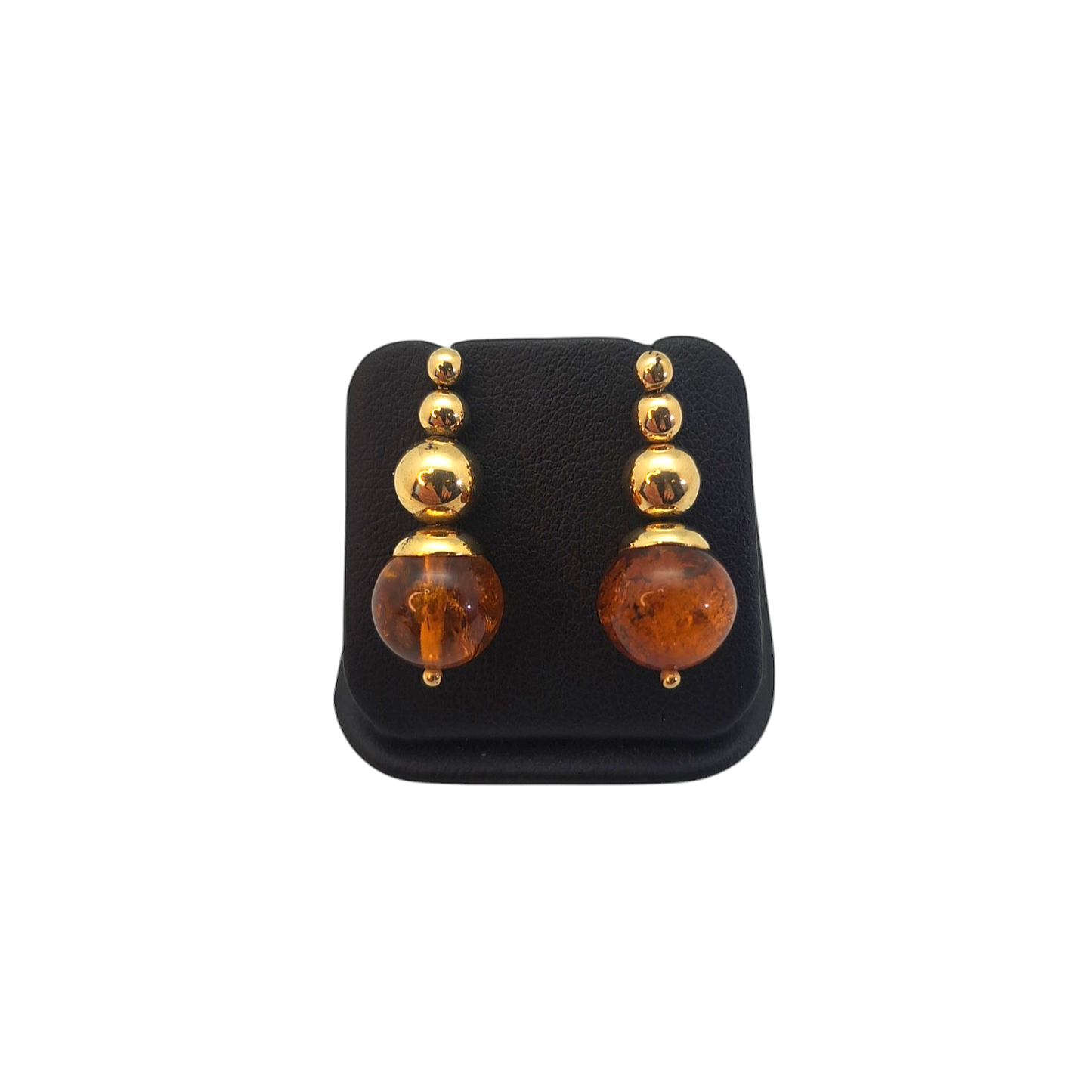 Zlati uhani ''AMBER'' 14K 585/1000; masa=3.60g
