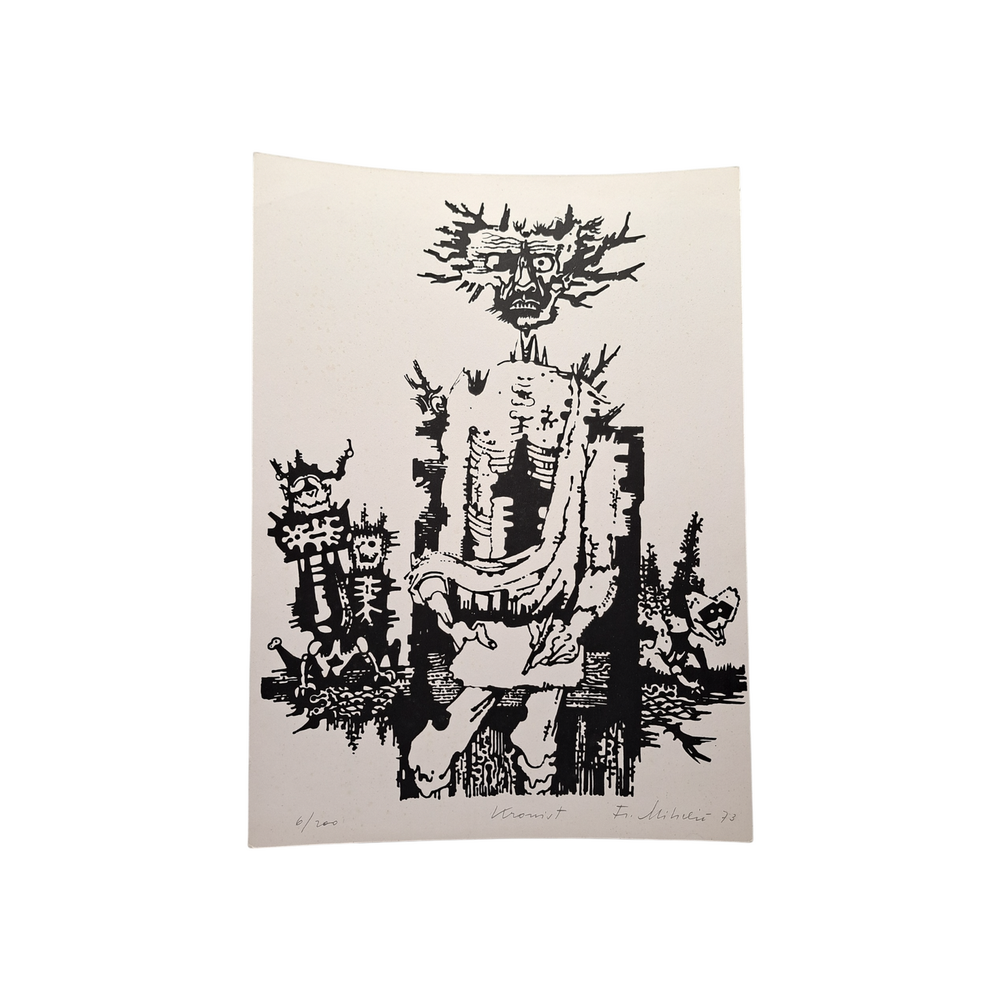 France Mihelič - Grafika; "Kronist"; 27 cm x 37 cm