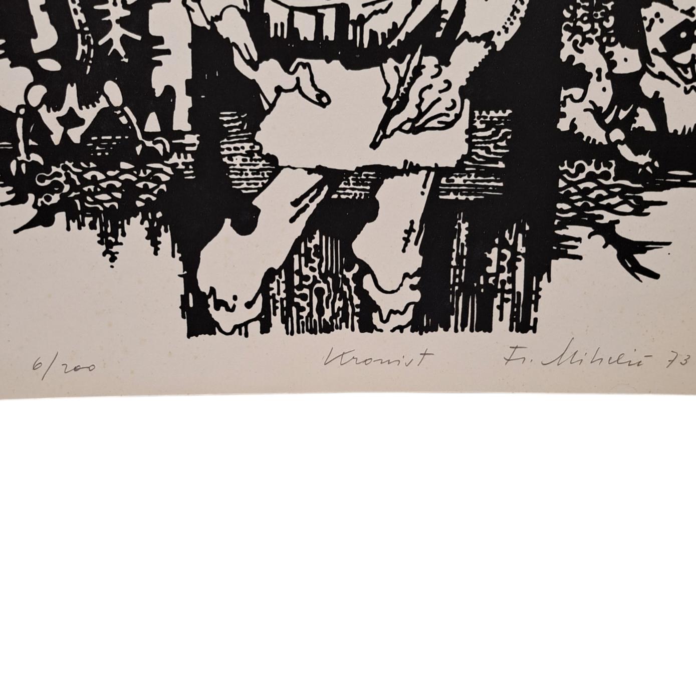 France Mihelič - Grafika; "Kronist"; 27 cm x 37 cm