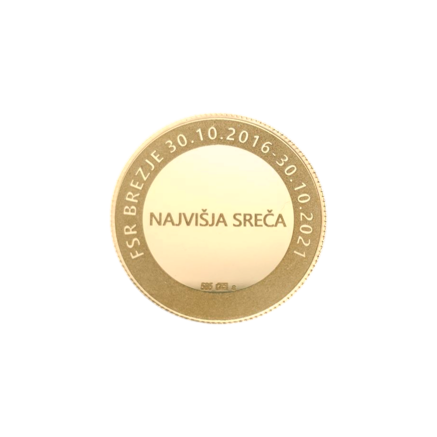 Zlati kovanec "Spomniski ZC" 14K 585/1000 ; masa=4.05g