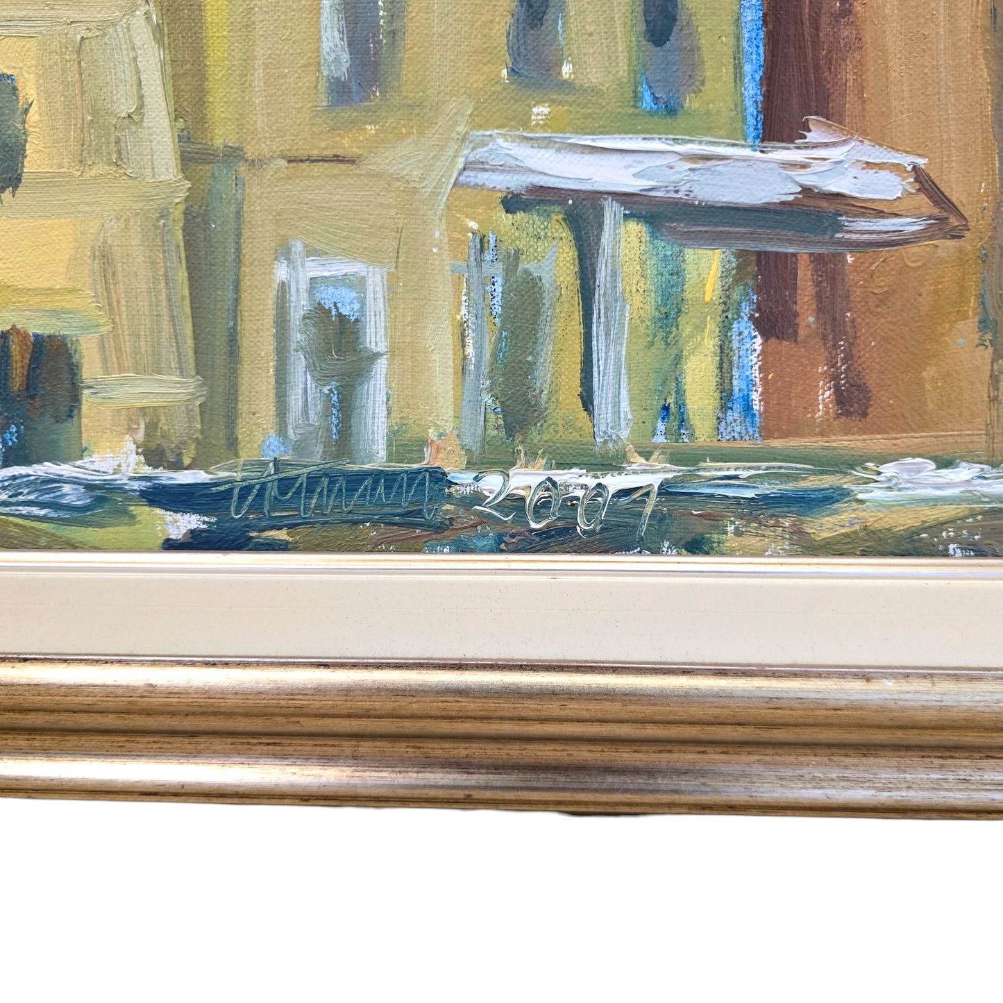 Veljko Toman; olje na platno; Ljubljanska veduta; 100 cm x 80 cm