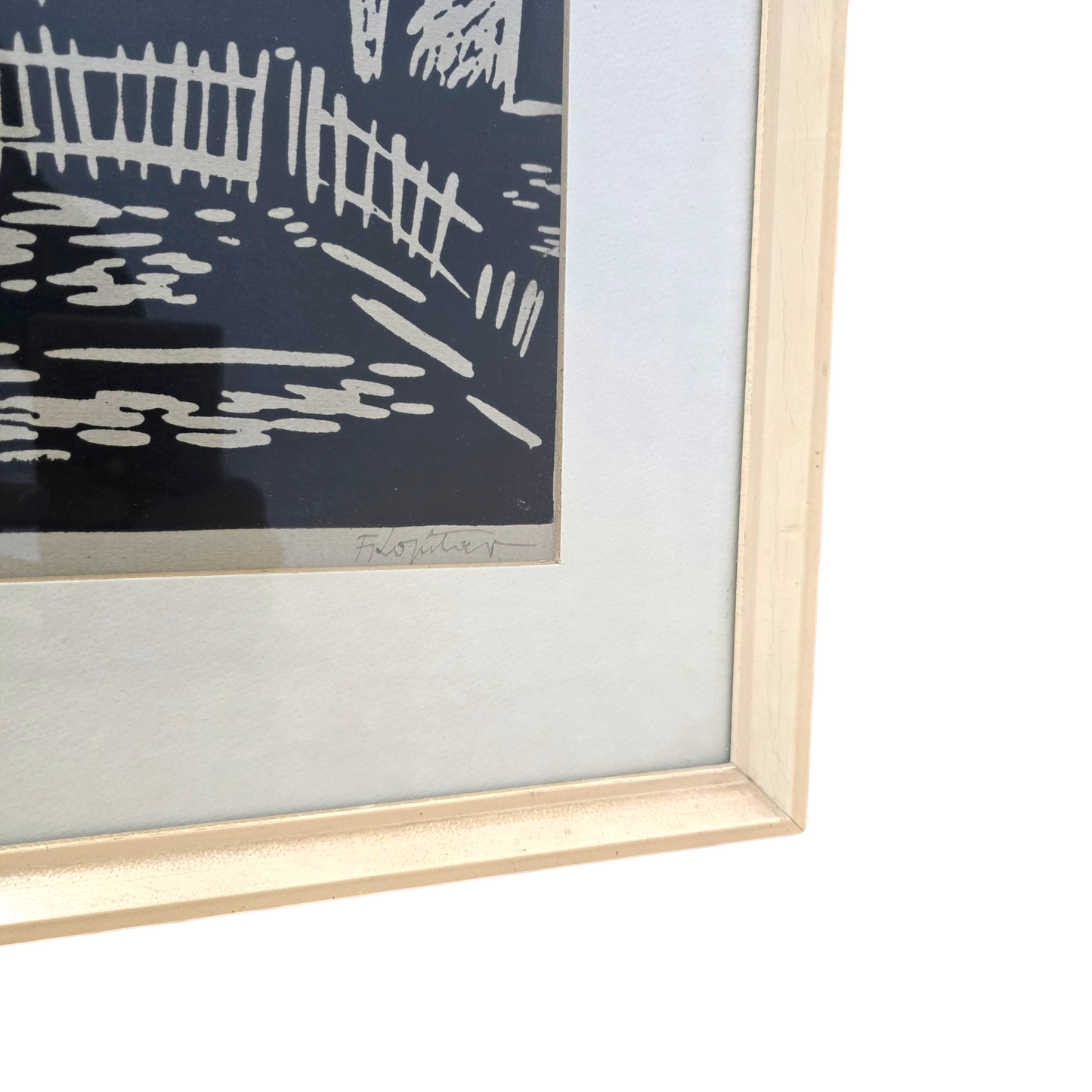 F.L.; linorez; Vaška veduta; 68 cm x 61 cm