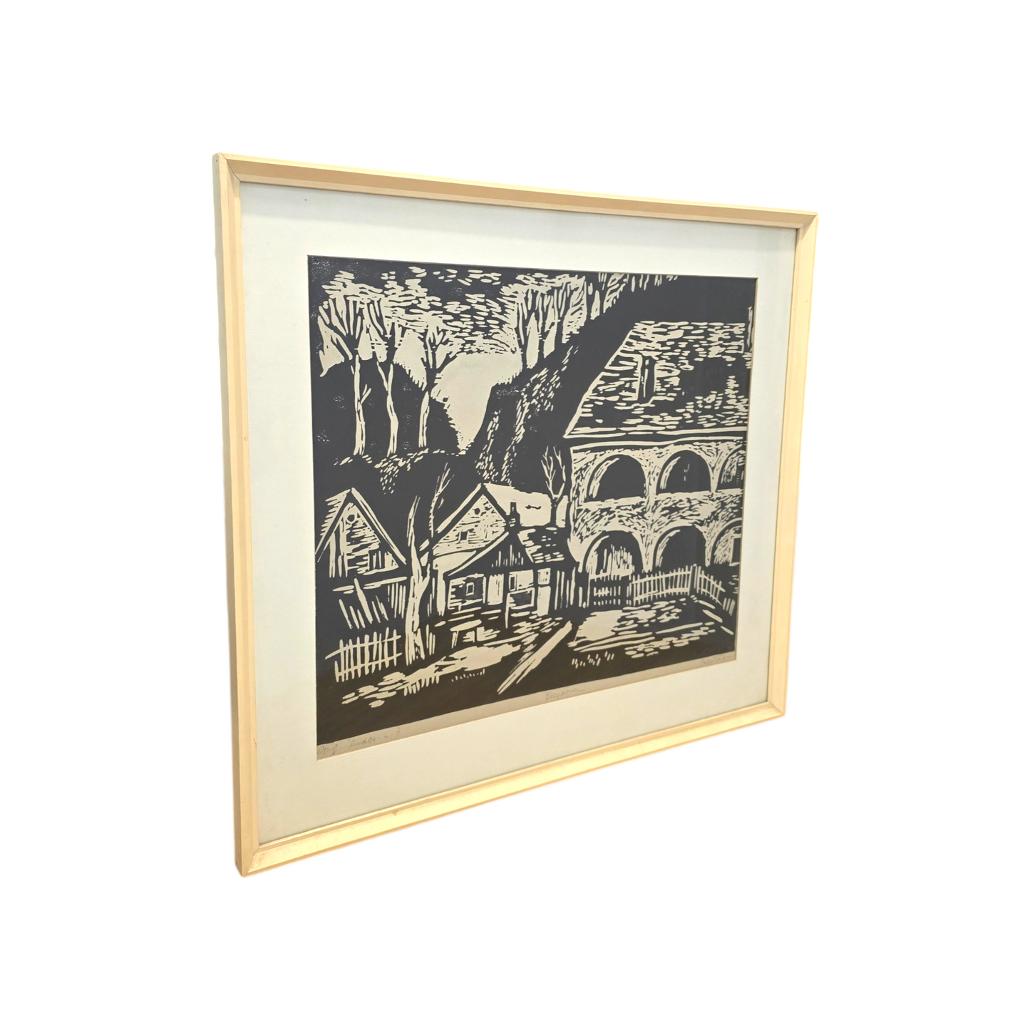 F.L.; linorez; Vaška veduta; 68 cm x 61 cm