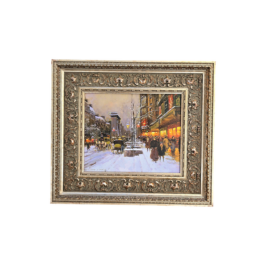 Edouard Cortès; Print; zasnežena ulica; 53 cm x 47 cm