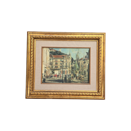 Brigita Požegar Mulej; Akril; "Prešernov trg"; 60 cm x 50 cm