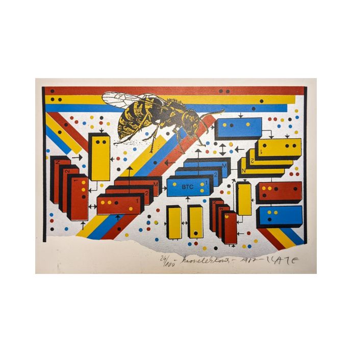 CVETO ZLATE Grafika Čebela in tranzistorji 24,00x16,70cm