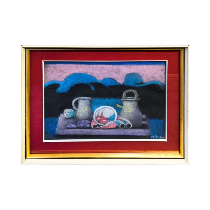 KAREL PEČKO Pastel Tihožitje 60cm x 45,50cm