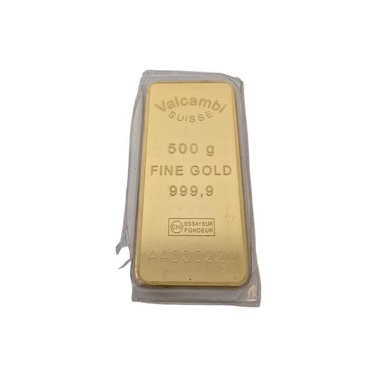 Naložbeno zlato VALCAMBI SUISSE 24K 999.9/1000; masa=500.00g