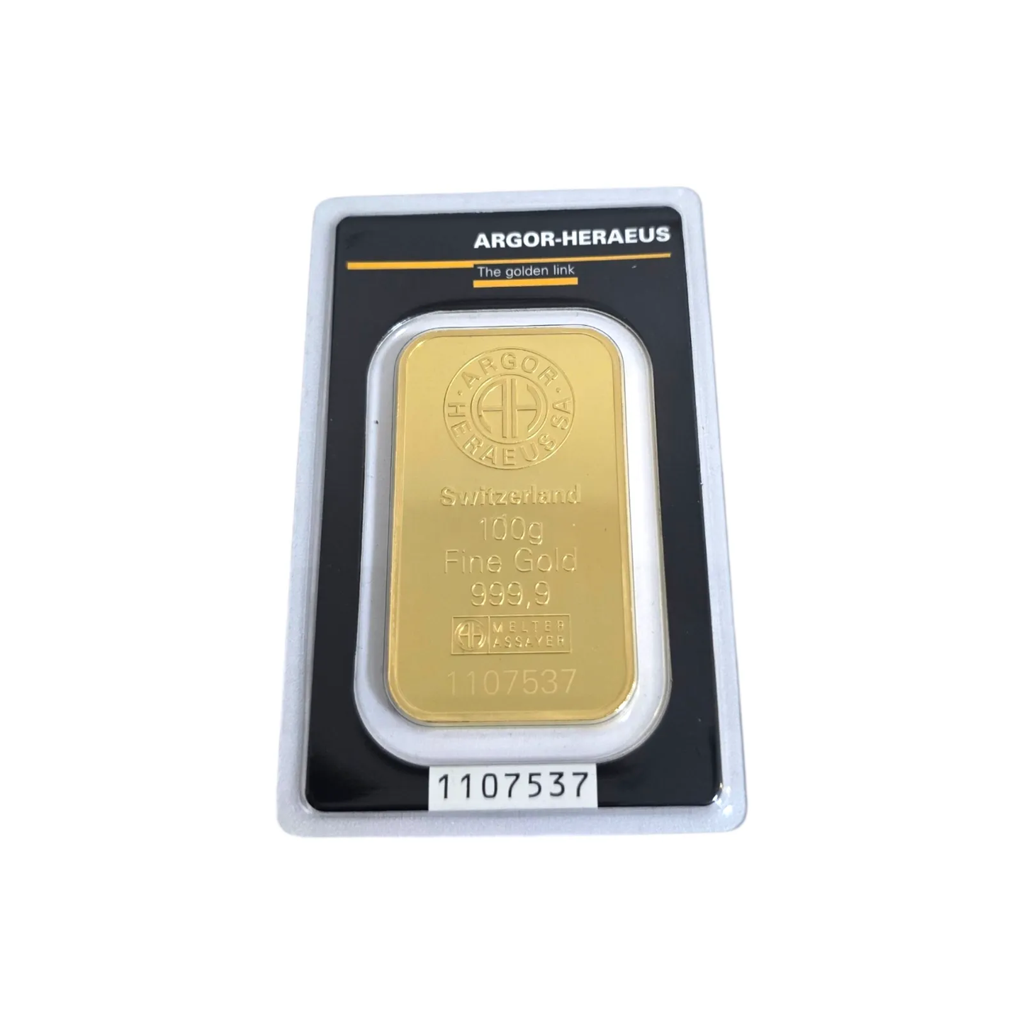 Naložbeno zlato Argor Heraeus 24K 999.9/1000; masa=100.00g