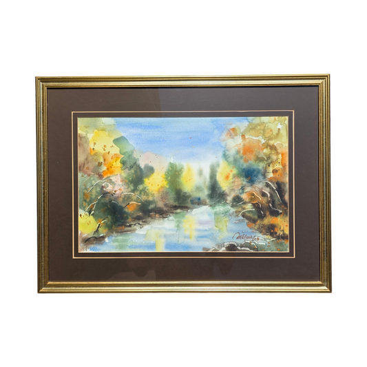 Marijan Miklavec; akvarel; "Reka"; 77 cm x 58 cm