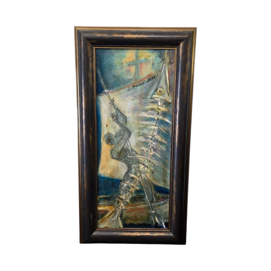 Stipe Miličić; Akvarel; ribič; 36 cm x 70 cm