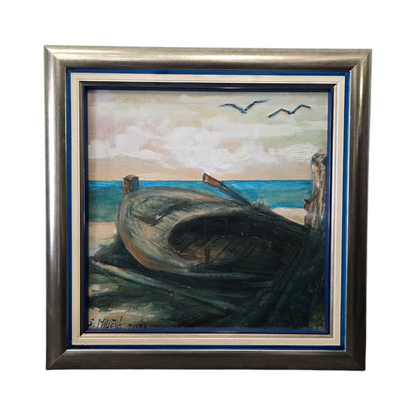 Stipe Miličić; Akril; "Čoln"; 38 cm x 38 cm