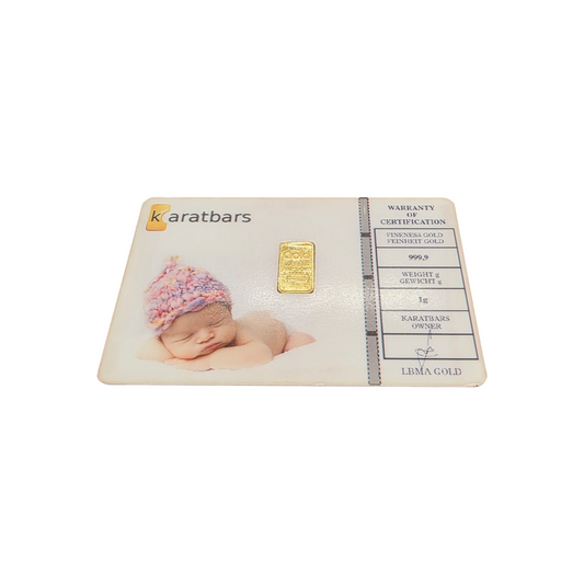 Naložbeno zlato KB "Prvi gram" 24K 999.9/1000; masa=1.00g