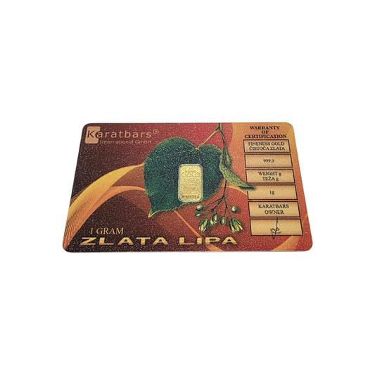 Naložbeno zlato KB "Zlata lipa" 24K 999.9/1000; masa=1.00g