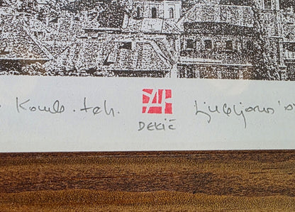 Dekić; grafika; "Ljubljana"; 25 cm x 12 cm
