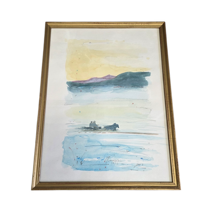 S. Podovska; akvarel; "Zimska idila IV."; 42 cm x 32 cm