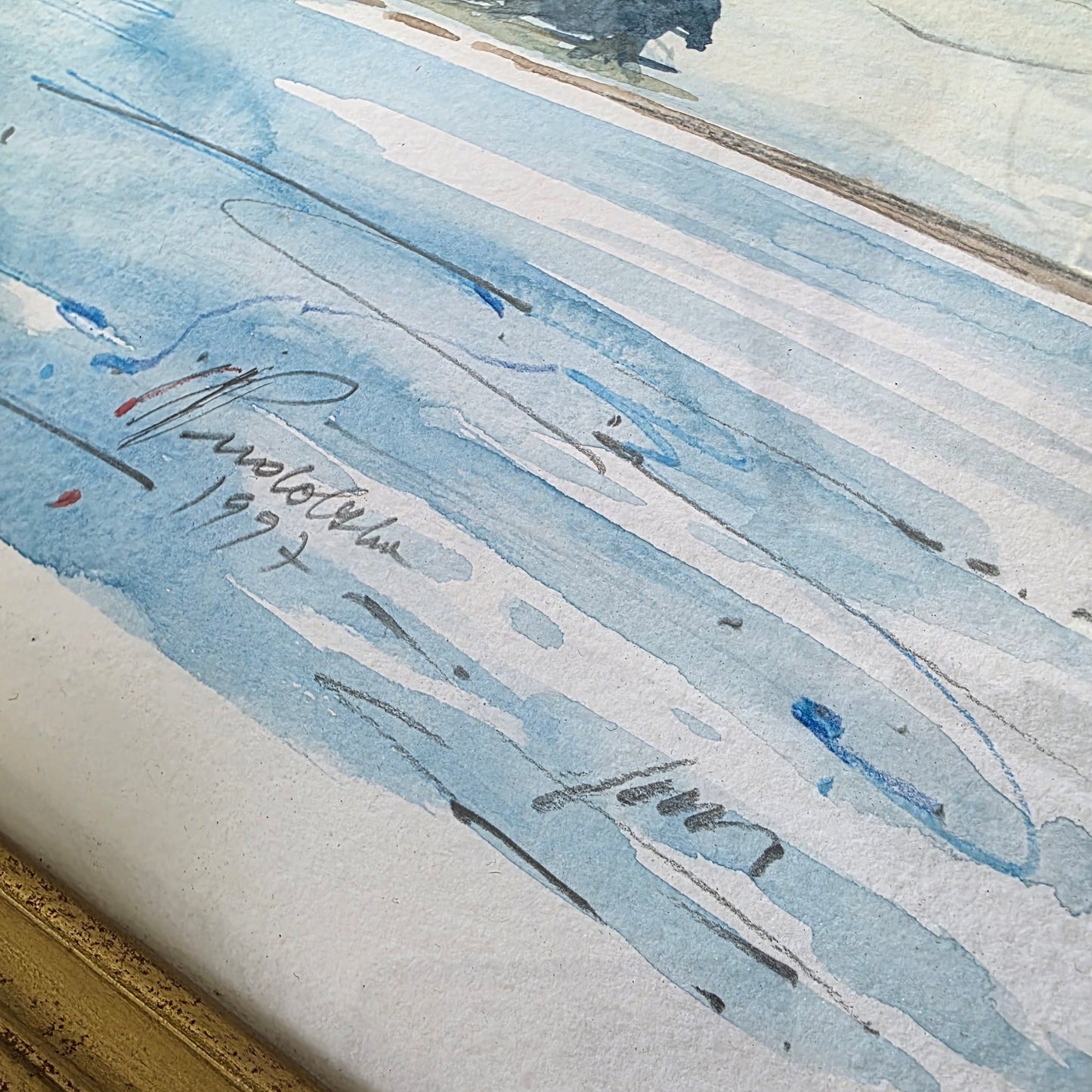 S. Podovska; akvarel; "Zimska idila IV."; 42 cm x 32 cm